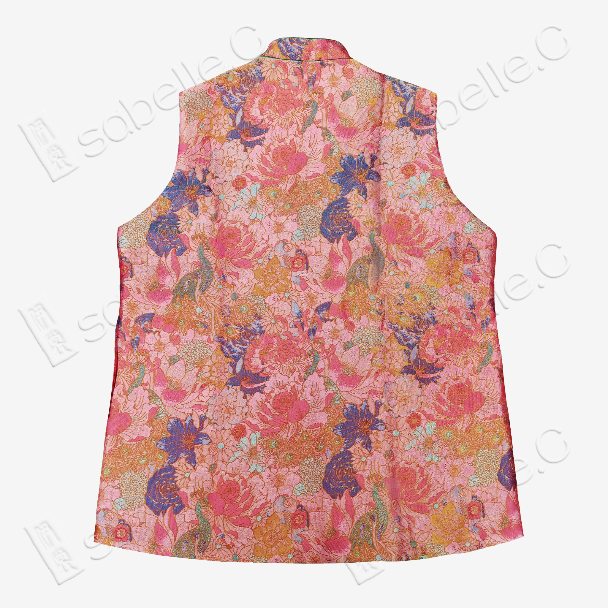 Blush Lotus Cloud Brocade Quilted Vest - 雲錦夾棉馬甲