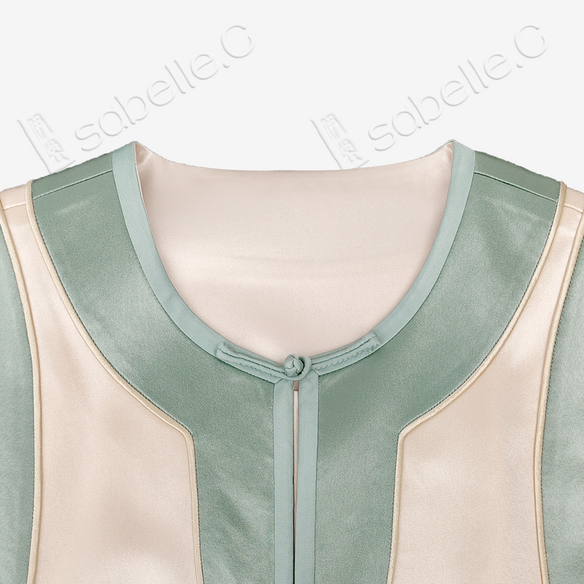 Dragon Phoenix Antique Embroidery Silk Satin Long Vest - 「清禾龍鳳」老繡真絲老緞馬甲