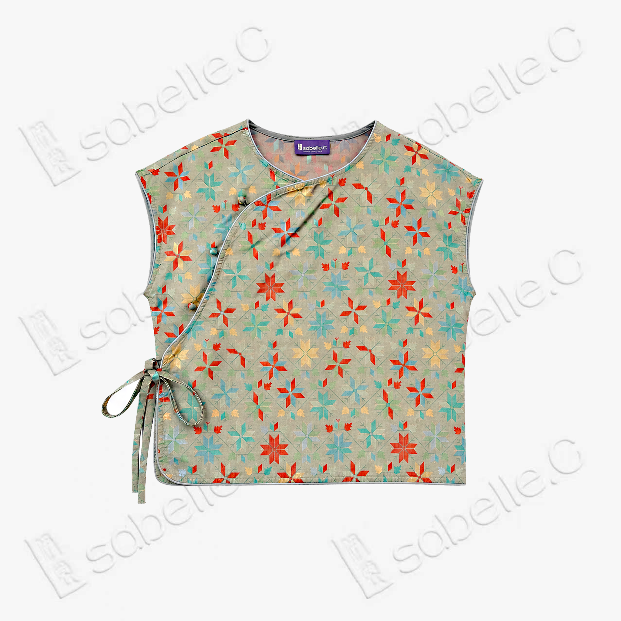 Shu‑Brocade Sleeveless Top - 宋錦斜襟無袖上衣