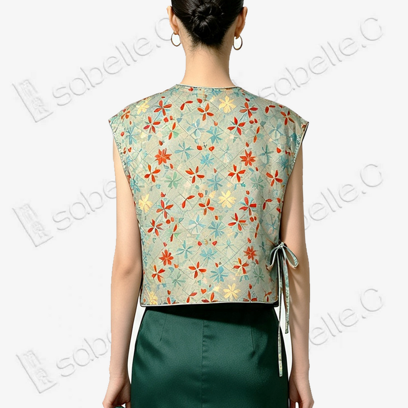 Shu‑Brocade Sleeveless Top - 宋錦斜襟無袖上衣