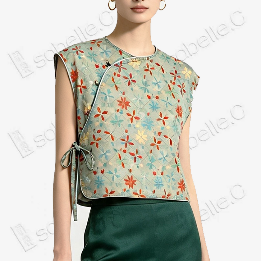 Shu‑Brocade Sleeveless Top - 宋錦斜襟無袖上衣