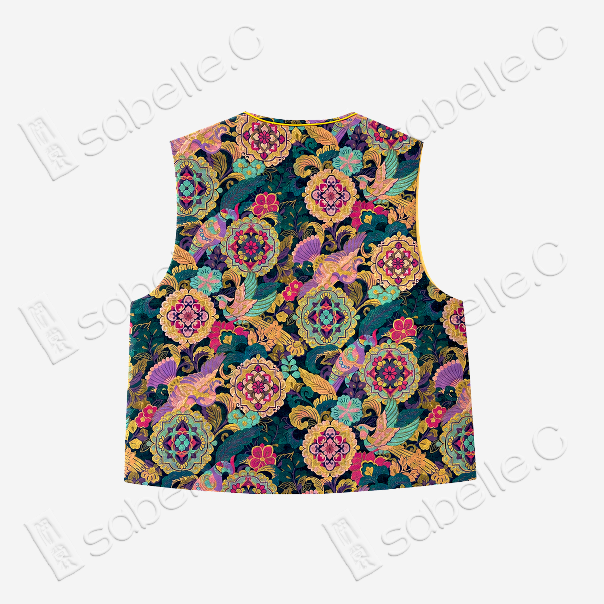 Cloisonné‑style Brocade Vest - 「琉釉繁翎」琺琅錦馬甲