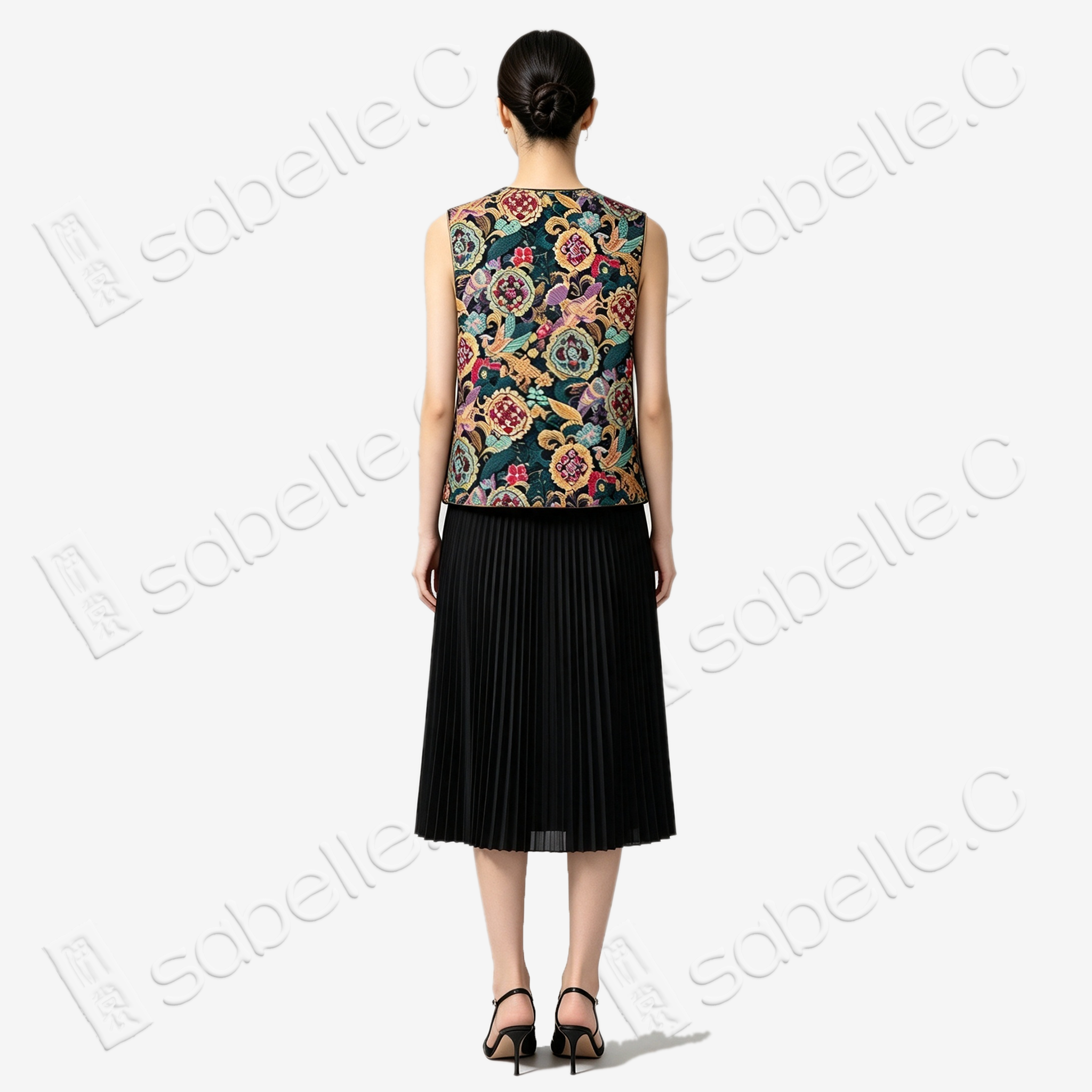 Cloisonné‑style Brocade Vest - 「琉釉繁翎」琺琅錦馬甲