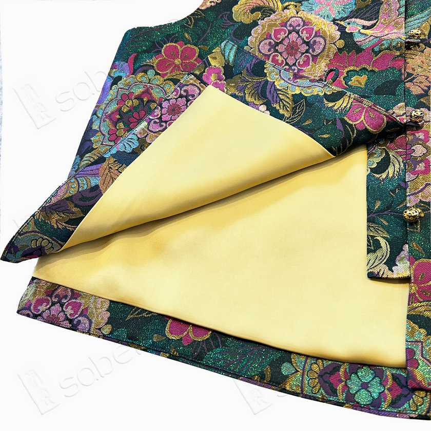 Cloisonné‑style Brocade Vest - 「琉釉繁翎」琺琅錦馬甲