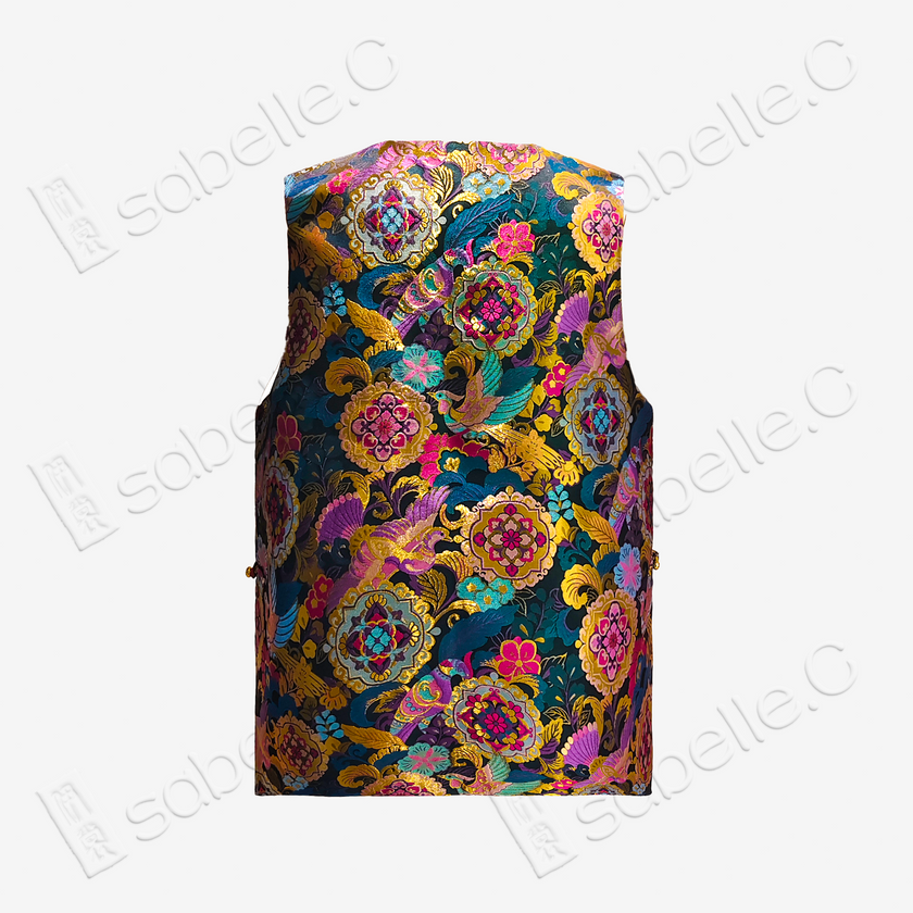 Enamel Brocade V-Neck Vest