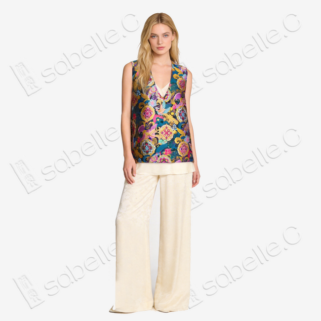 Enamel Brocade V-Neck Vest