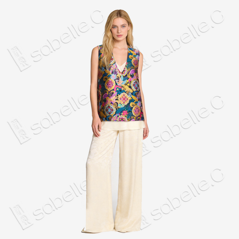 Enamel Brocade V-Neck Vest