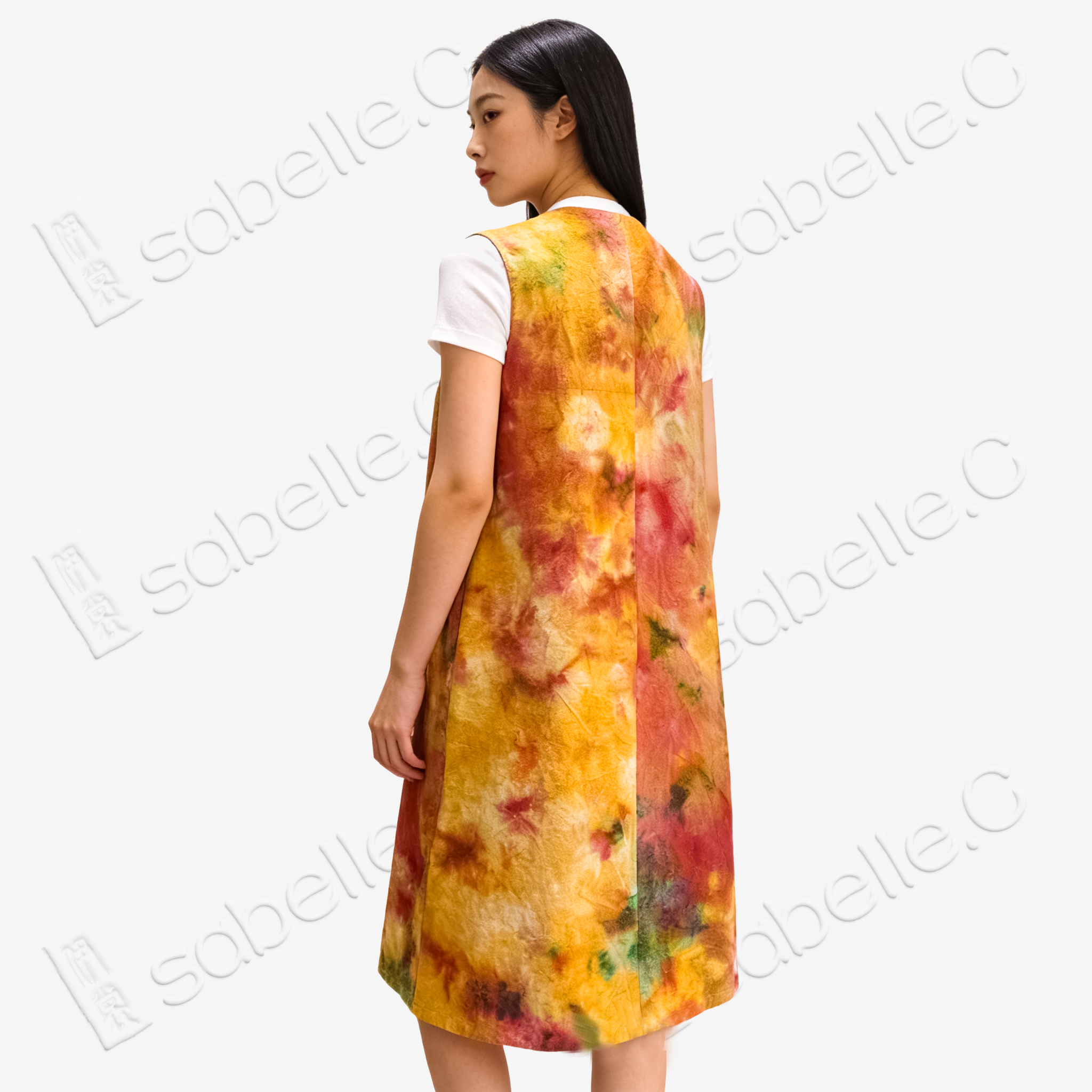 Batik-Dyeing Floral Long Vest