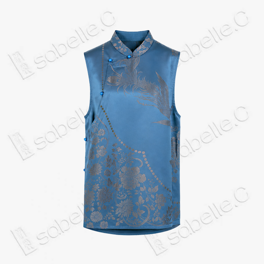 Vintage Silk Vest - 「淵藍鳳綺」古董真絲馬甲
