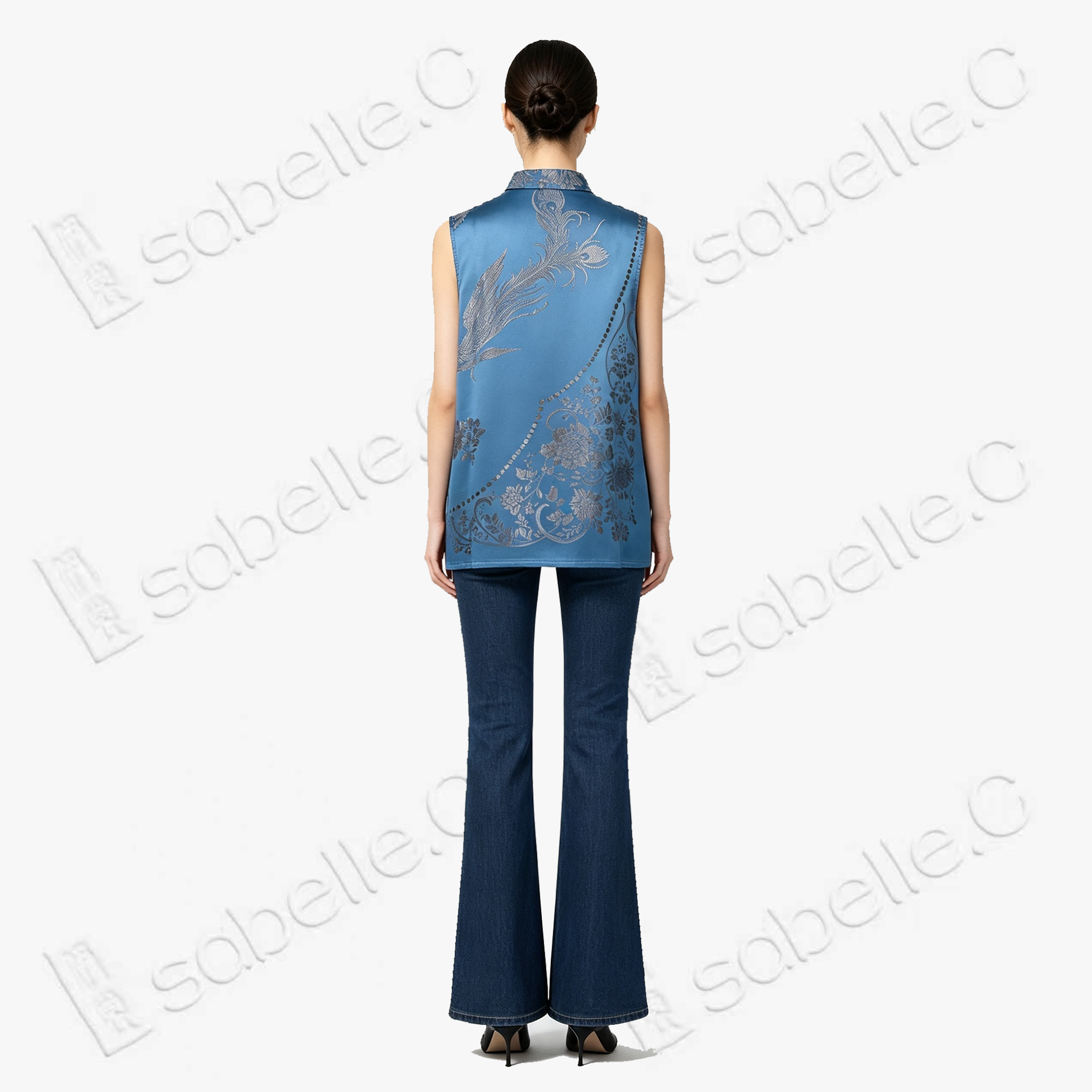Vintage Silk Vest - 「淵藍鳳綺」古董真絲馬甲