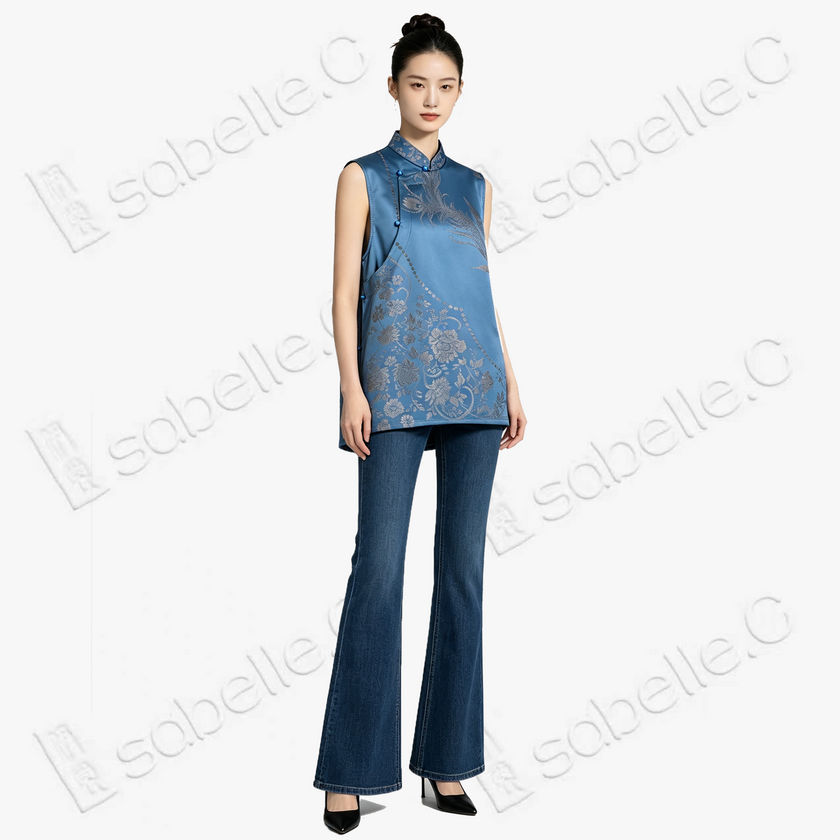 Vintage Silk Vest - 「淵藍鳳綺」古董真絲馬甲