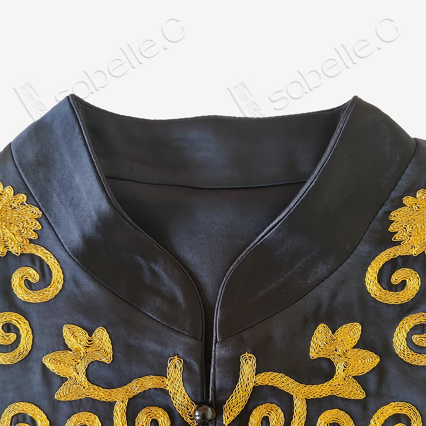 Antique Embroidery | Coiled Gold Silk Satin Heritage Series (Black & Jade One-of-a-kind) - 盤金古緞典藏背心（黑翠雙色孤品）