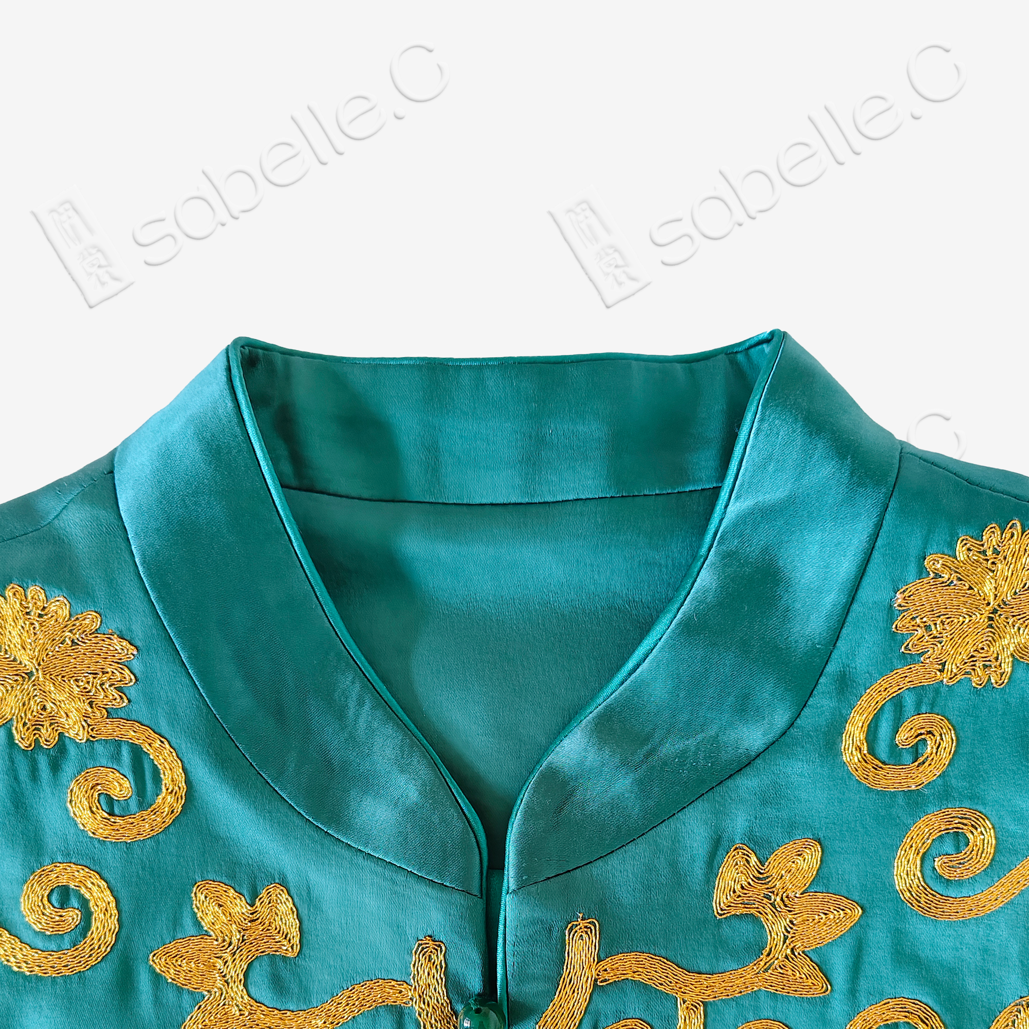 Antique Embroidery | Coiled Gold Silk Satin Heritage Series (Black & Jade One-of-a-kind) - 盤金古緞典藏背心（黑翠雙色孤品）
