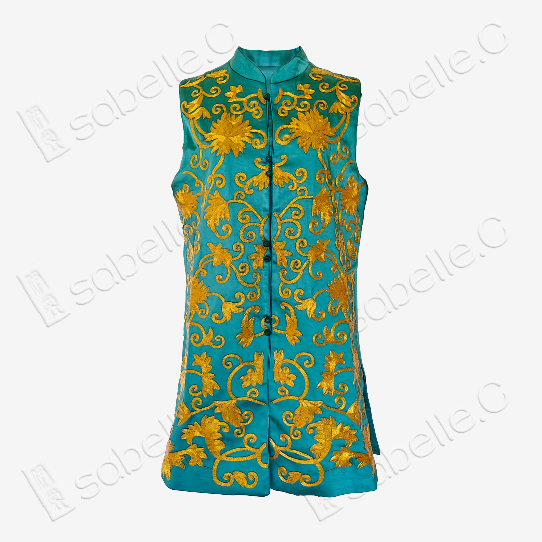 Antique Embroidery | Coiled Gold Silk Satin Heritage Series (Black & Jade One-of-a-kind) - 盤金古緞典藏背心（黑翠雙色孤品）