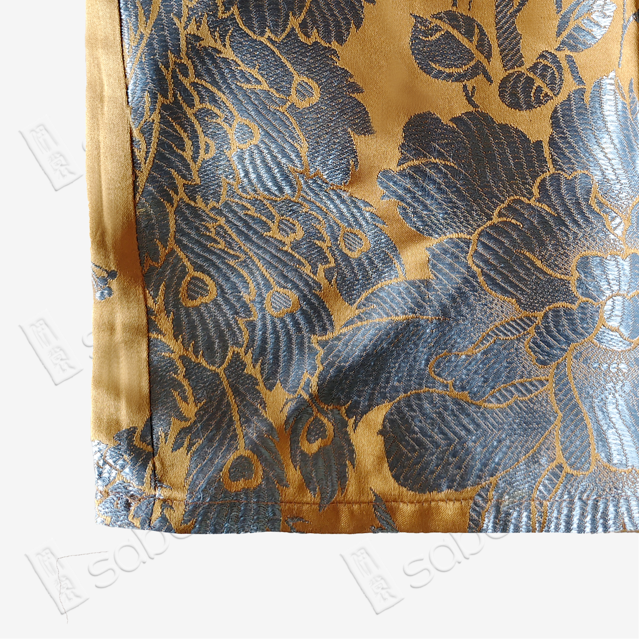 Amber Silver Peony Antique Vintage Silk Satin Vest - 「琥珀銀芍」古董真絲面料馬甲