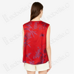 Crimson Scarlet Magpie Branch Antique Silk Satin Vest - 「丹緋雀枝」古董真絲面料馬甲