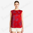 Crimson Scarlet Magpie Branch Antique Silk Satin Vest - 「丹緋雀枝」古董真絲面料馬甲