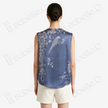 Misty Blue Mandarin Duck Antique Silk Satin Vest - 「霧藍鴛鴦」真絲面料馬甲