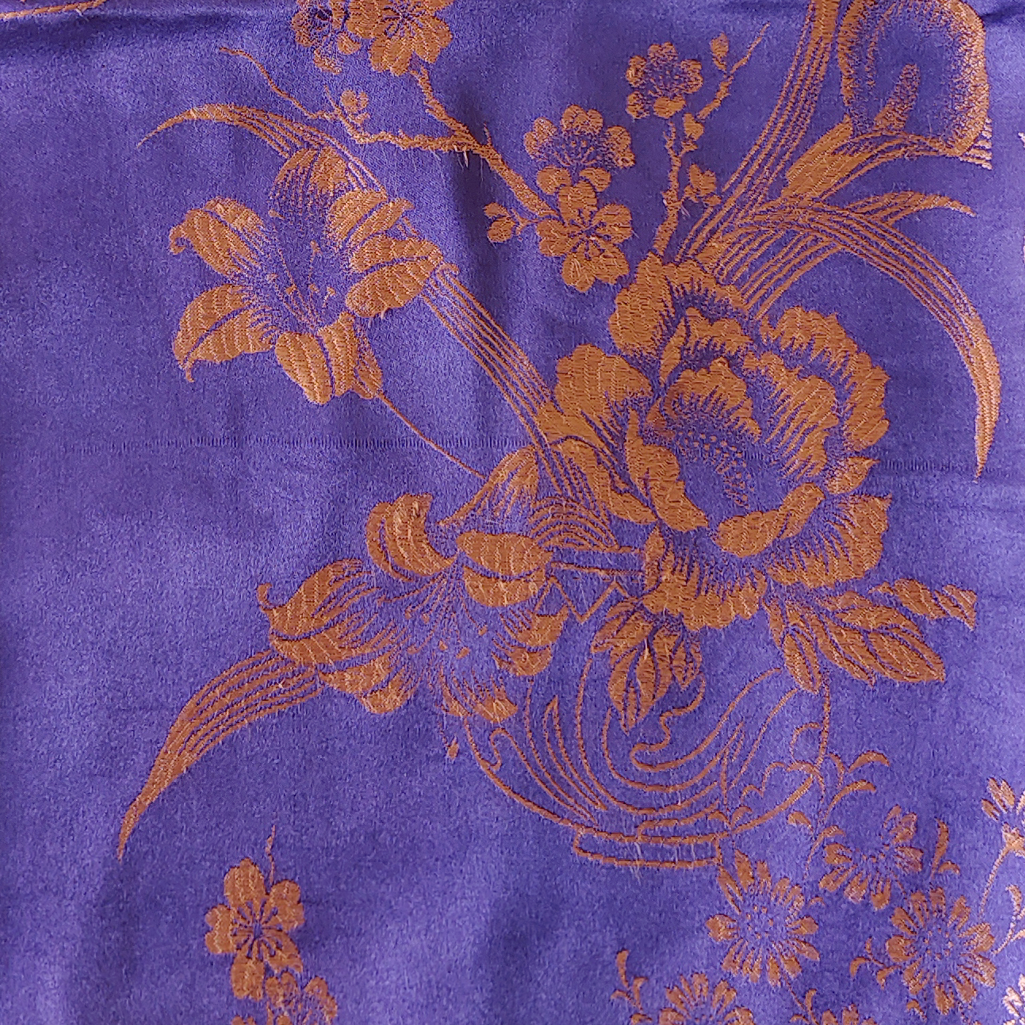 Violet Gilded Vase Floral Antique Silk Satin Vest - 「绛紫鎏金瓶花」古董真絲面料背心