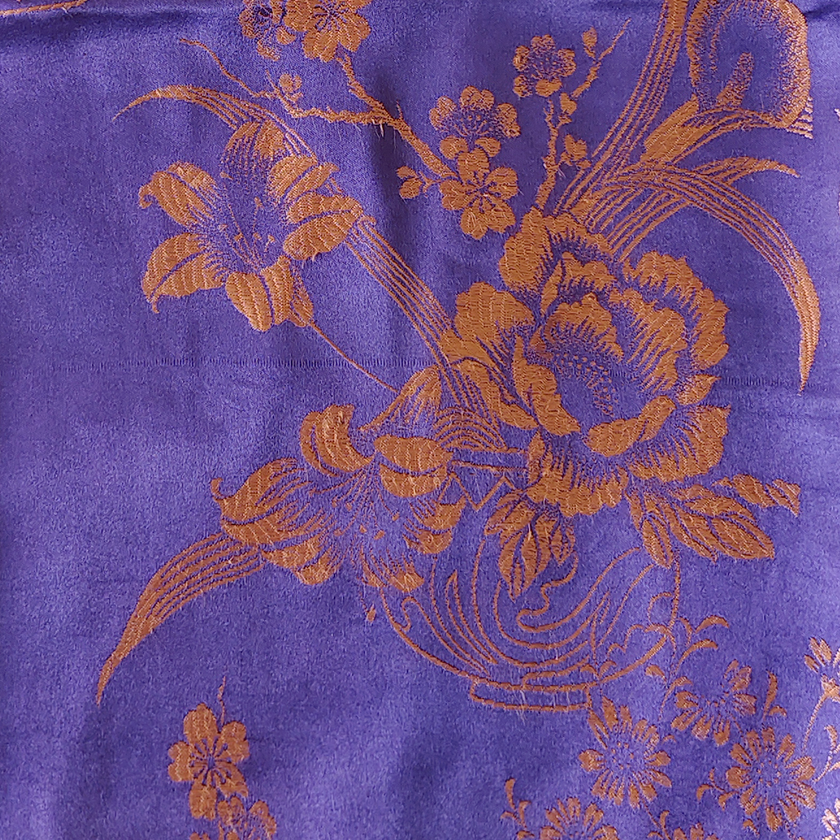 Violet Gilded Vase Floral Antique Silk Satin Vest - 「绛紫鎏金瓶花」古董真絲面料背心