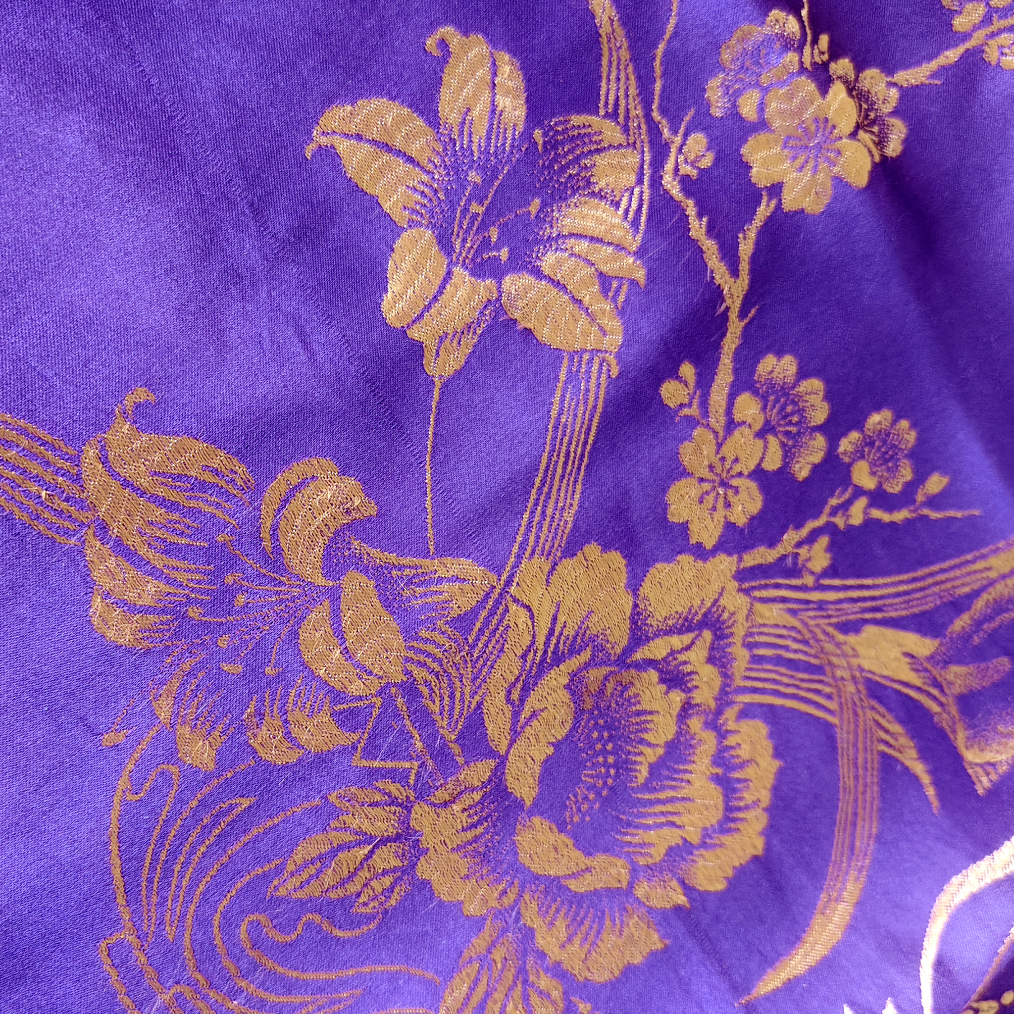 Violet Gilded Vase Floral Antique Silk Satin Vest - 「绛紫鎏金瓶花」古董真絲面料背心