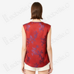 Deep Red Plum Brocade Vintage Silk Satin Vest - 「絳紅梅綺」古董真絲面料背心