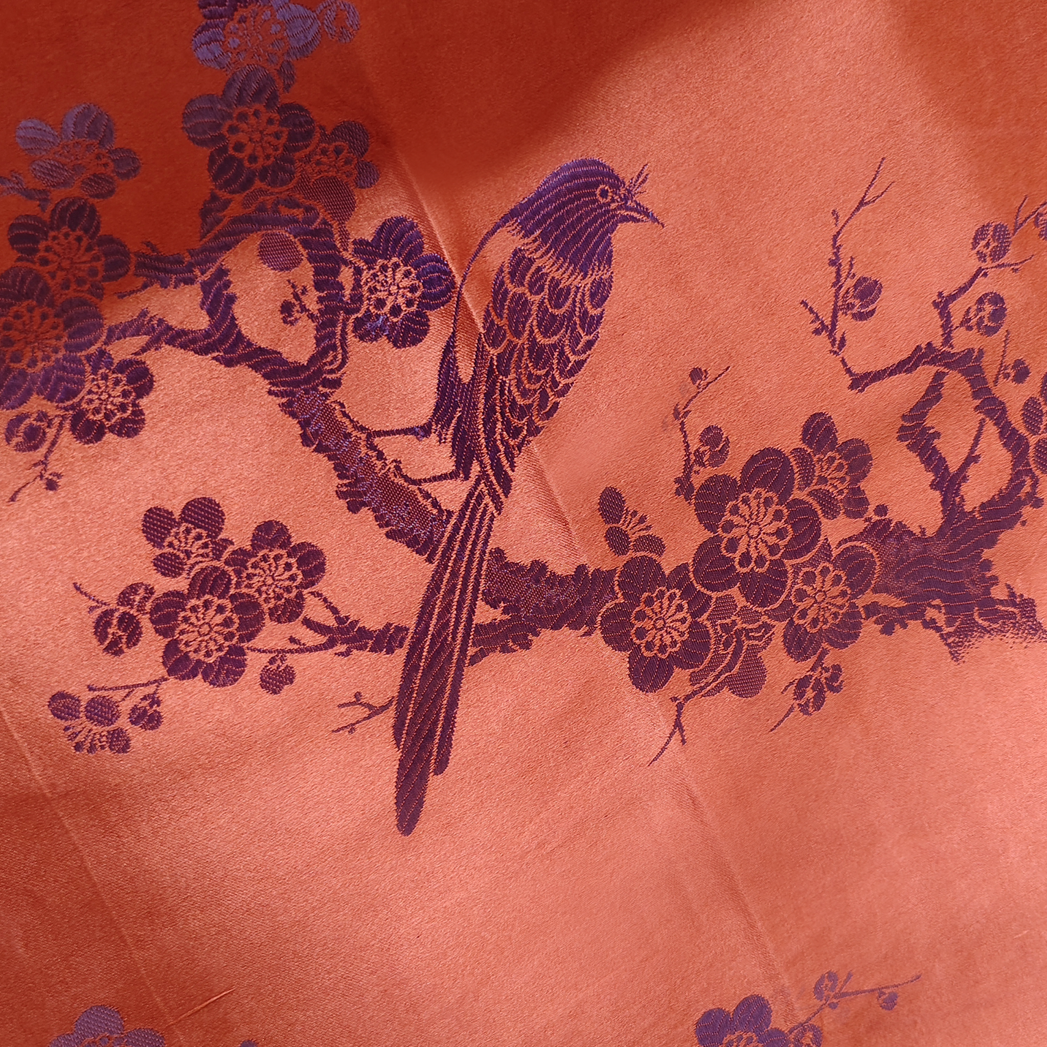Deep Red Plum Brocade Vintage Silk Satin Vest - 「絳紅梅綺」古董真絲面料背心