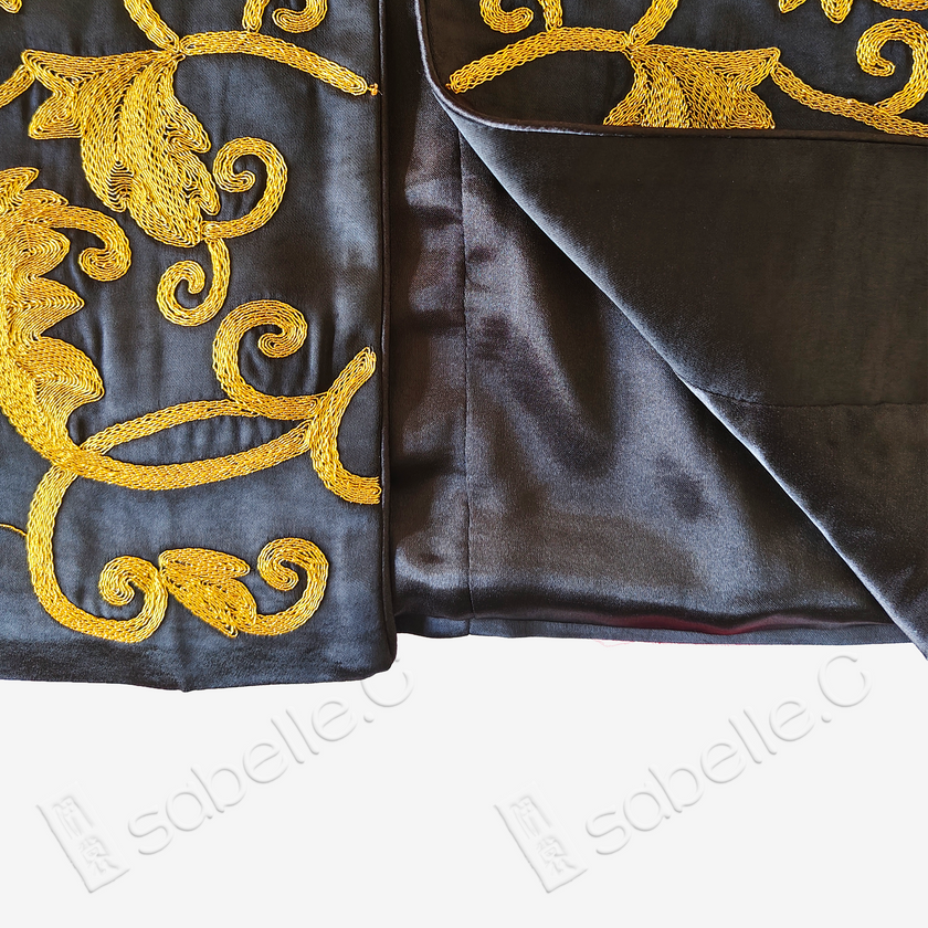 Antique Embroidery | Coiled Gold Silk Satin Heritage Series (Black & Jade One-of-a-kind) - 盤金古緞典藏背心（黑翠雙色孤品）