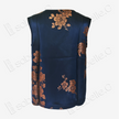 Navy Peony Round Neck Vintage Silk Satin Vest - 古董真絲老緞無袖背心