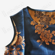 Navy Peony Round Neck Vintage Silk Satin Vest - 古董真絲老緞無袖背心