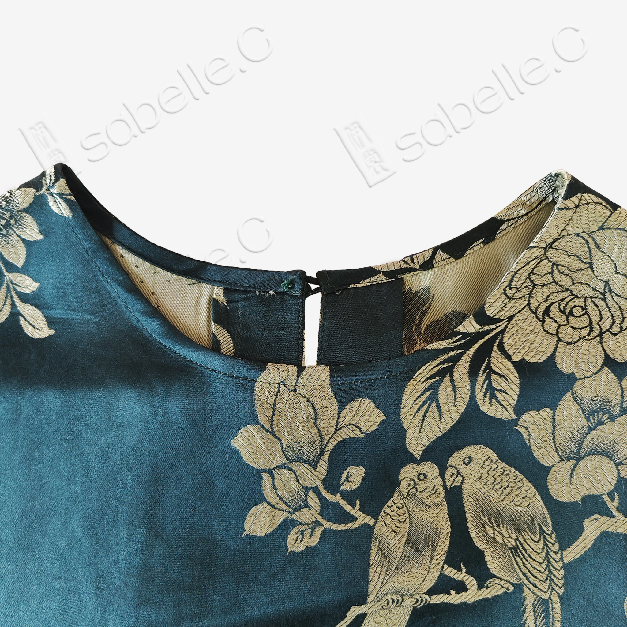 Jade Emerald Magnolia Bias-Cut Antique Silk Satin Vest - 「墨翠玉蘭」古董真絲面料斜裁上衣