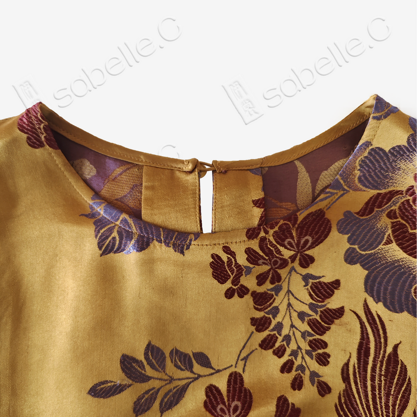 Gilded Gold Koi Fish Bias-Cut Antique Silk Satin Vest - 「鎏金錦鯉」斜裁古董真絲面料上衣