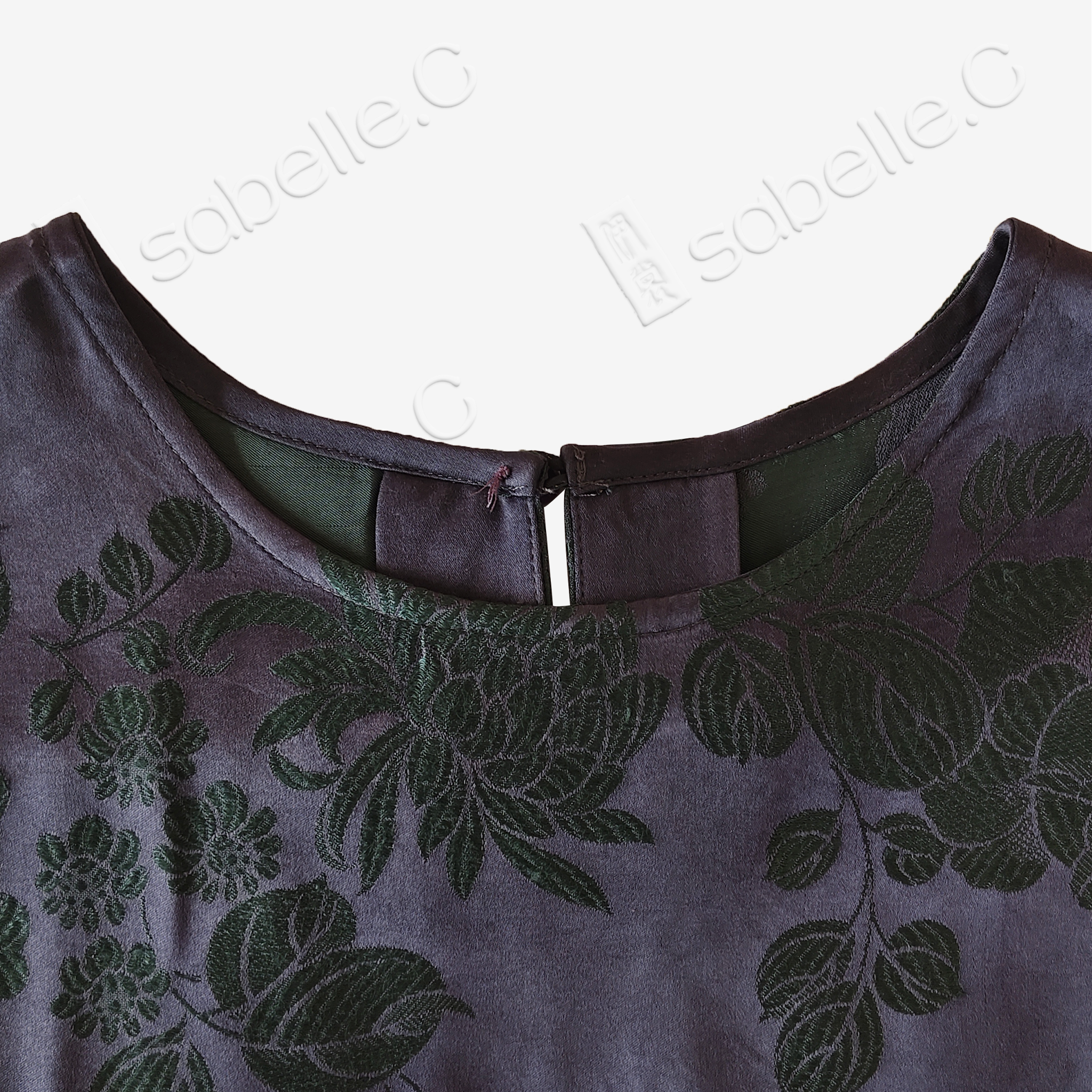 Ink Violet Dark Peony Bias-Cut Antique Silk Satin Vest - 「墨黛綠芍」古董真絲面料斜裁上衣