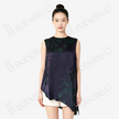 Ink Violet Dark Peony Bias-Cut Antique Silk Satin Vest - 「墨黛綠芍」古董真絲面料斜裁上衣