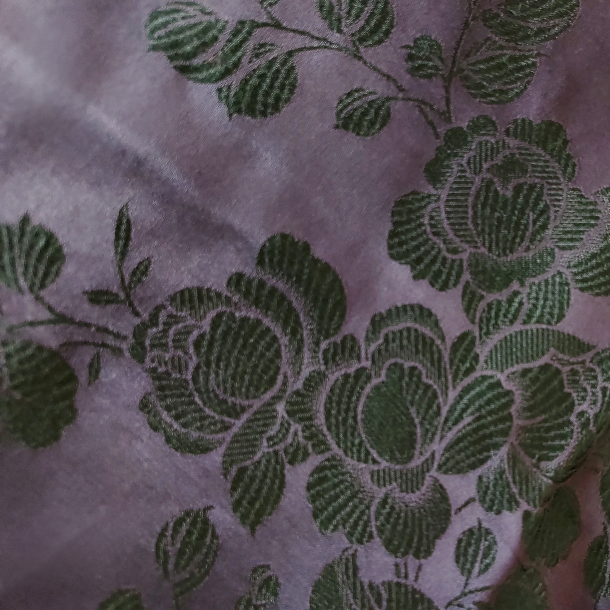 Ink Violet Dark Peony Bias-Cut Antique Silk Satin Vest - 「墨黛綠芍」古董真絲面料斜裁上衣