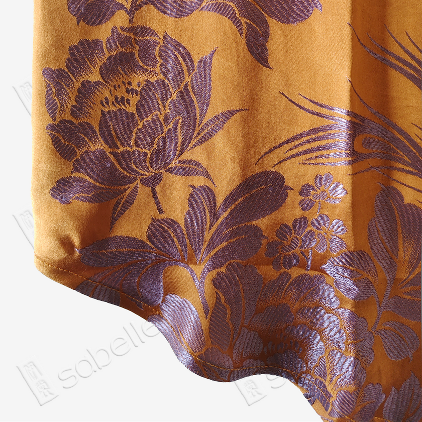 Amber Gold Lavender Phoenix Bias-Cut Antique Silk Satin Vest - 「珀金紫鳳」古董真絲面料斜裁上衣