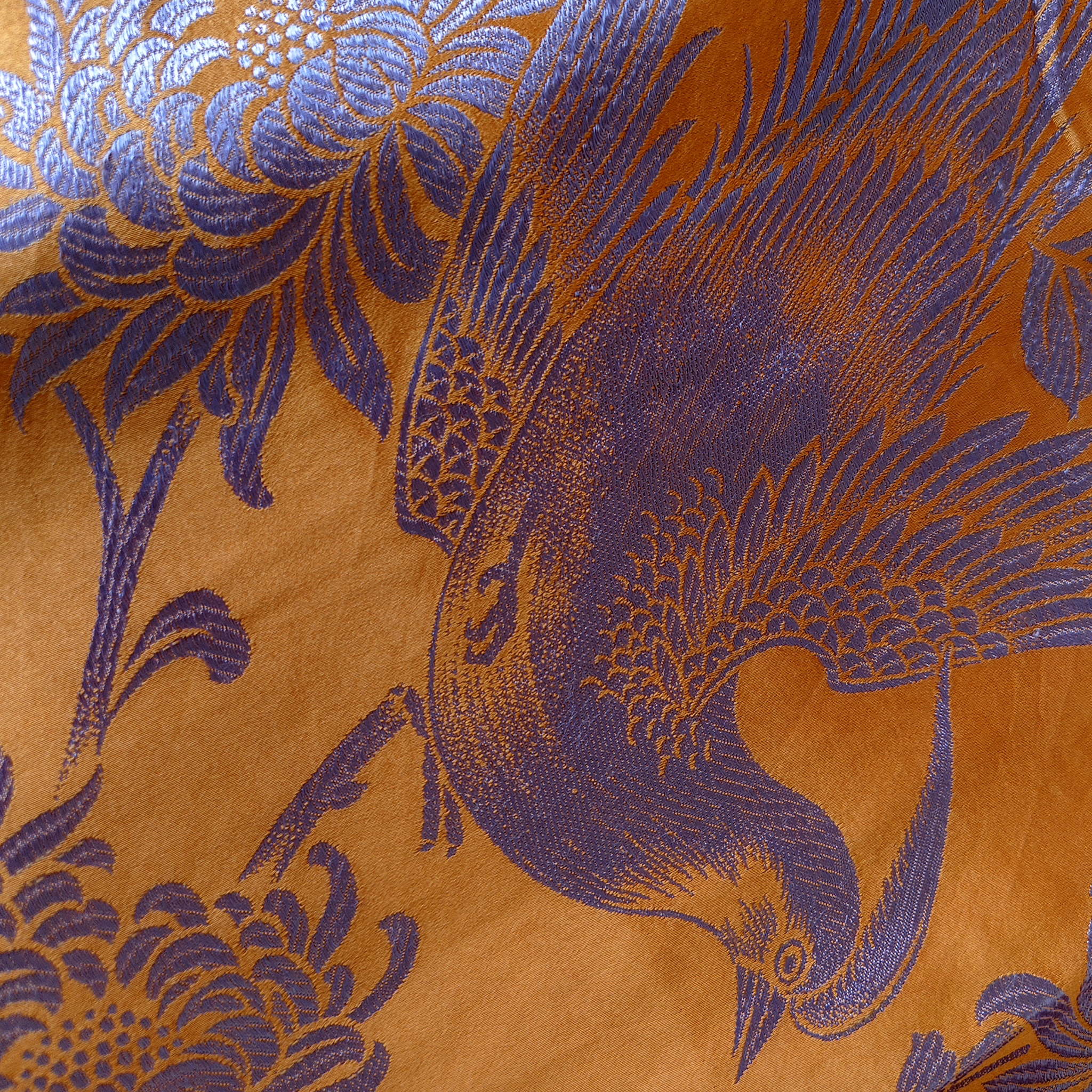 Amber Gold Lavender Phoenix Bias-Cut Antique Silk Satin Vest - 「珀金紫鳳」古董真絲面料斜裁上衣