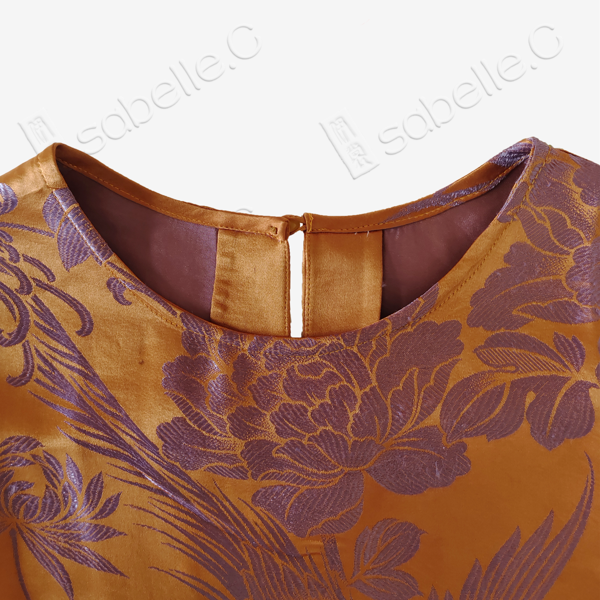 Amber Gold Lavender Phoenix Bias-Cut Antique Silk Satin Vest - 「珀金紫鳳」古董真絲面料斜裁上衣