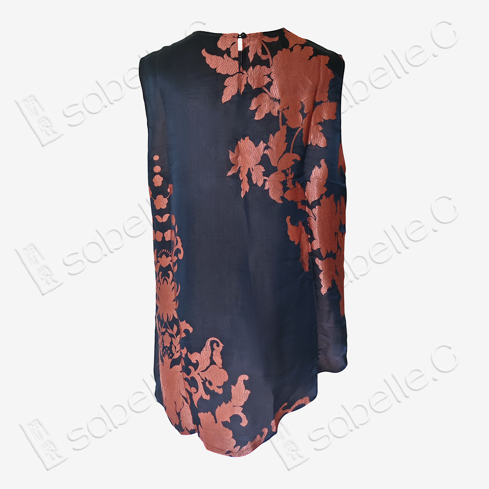 Vase Plum Vintage Silk Satin Sleeveless Top - 真絲老緞無袖上衣