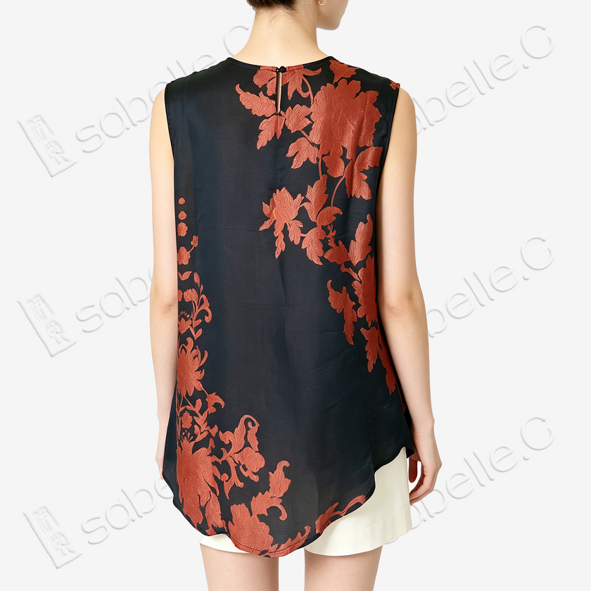 Vase Plum Vintage Silk Satin Sleeveless Top - 真絲老緞無袖上衣