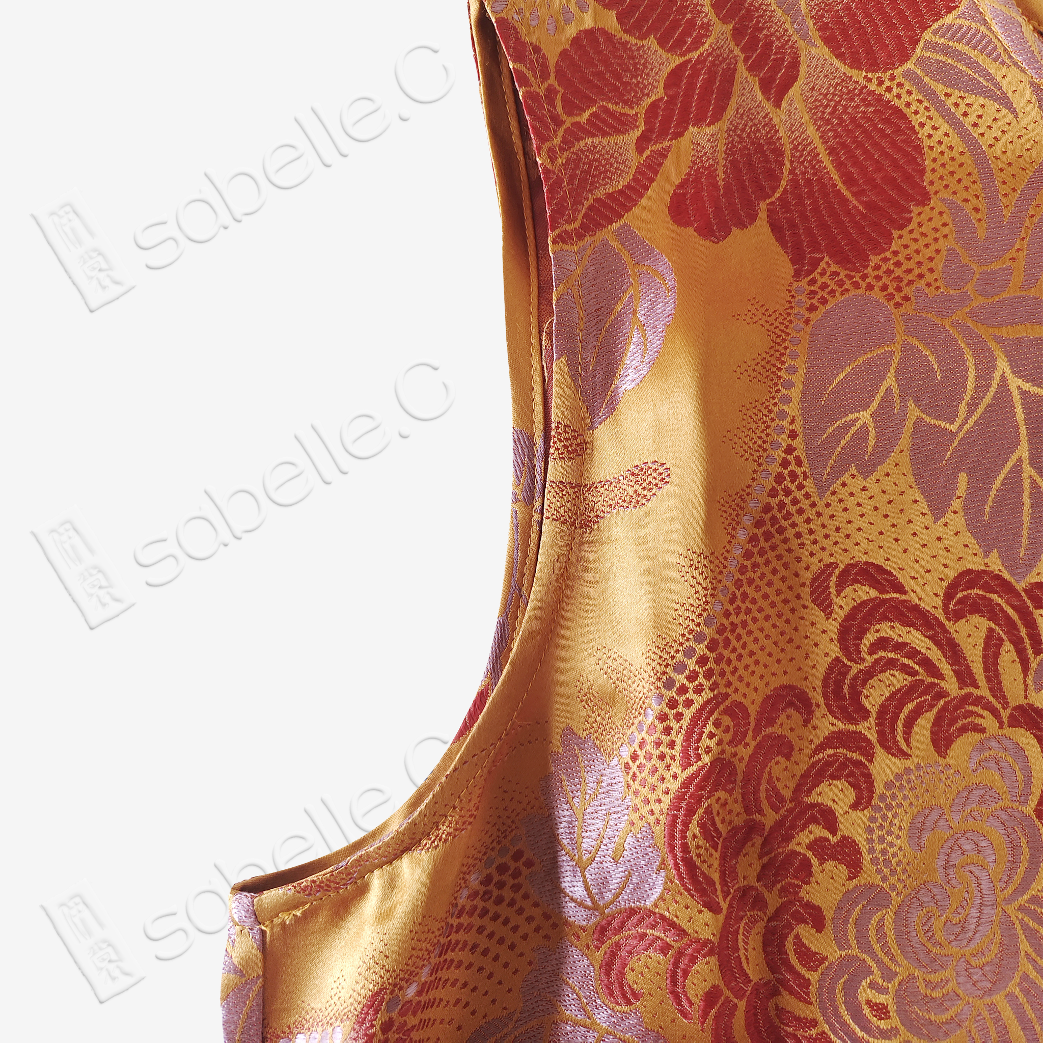 Gilded Chrysanthemum Vintage Silk Satin Sleeveless Top - 真絲老緞無袖上衣
