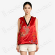 Crimson Phoenix Plume Antique Brocade Silk Vest - 「丹緋鳳翎」古董真絲马甲