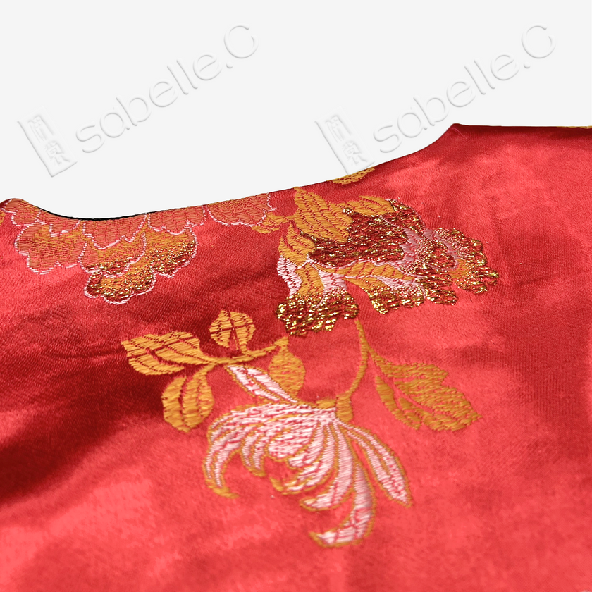 Crimson Phoenix Plume Antique Brocade Silk Vest - 「丹緋鳳翎」古董真絲马甲