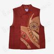 Ochre Red Floral Roundel Seed Stitch Embroidered Vest - 「赭紅團花」打籽綉马甲