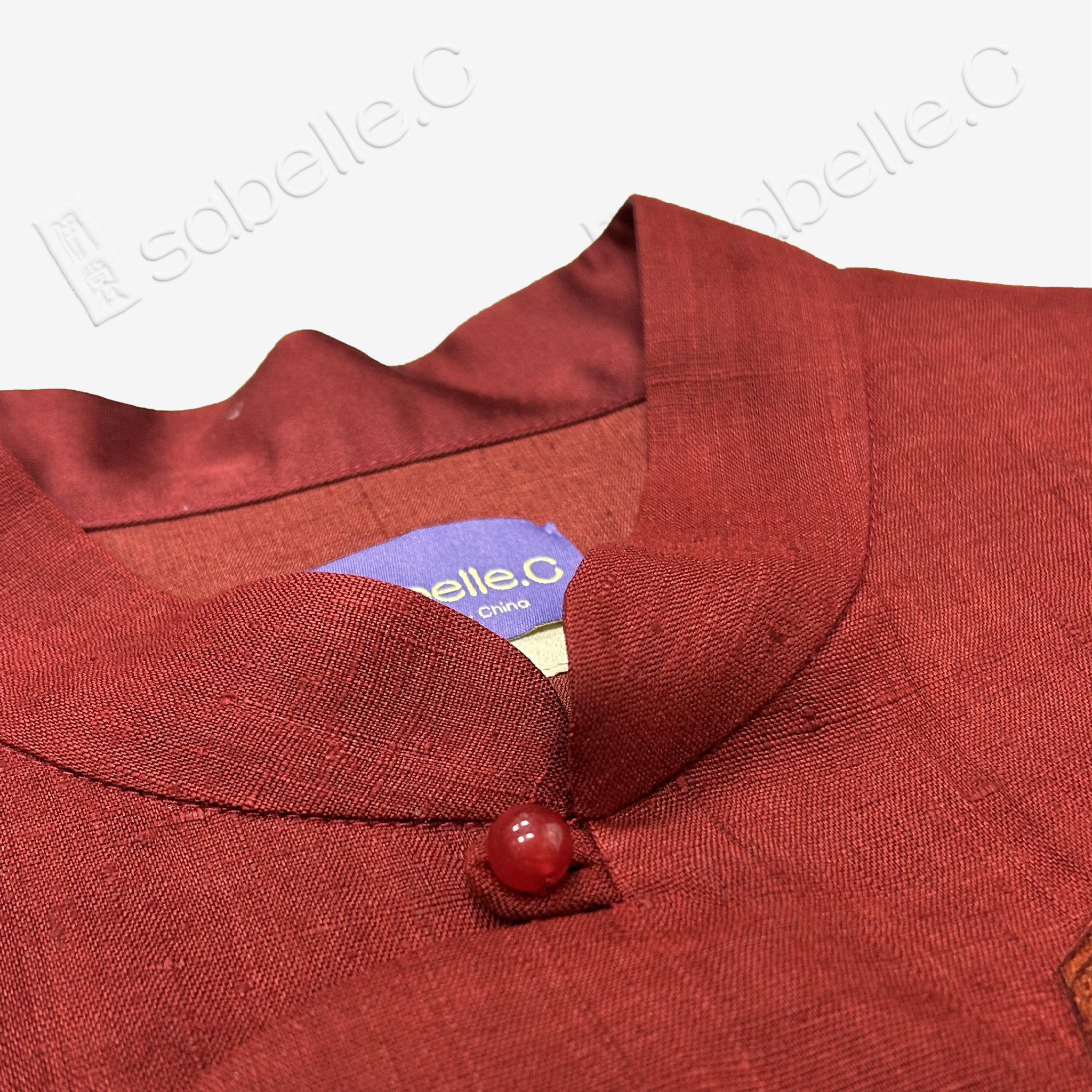 Ochre Red Floral Roundel Seed Stitch Embroidered Vest - 「赭紅團花」打籽綉马甲
