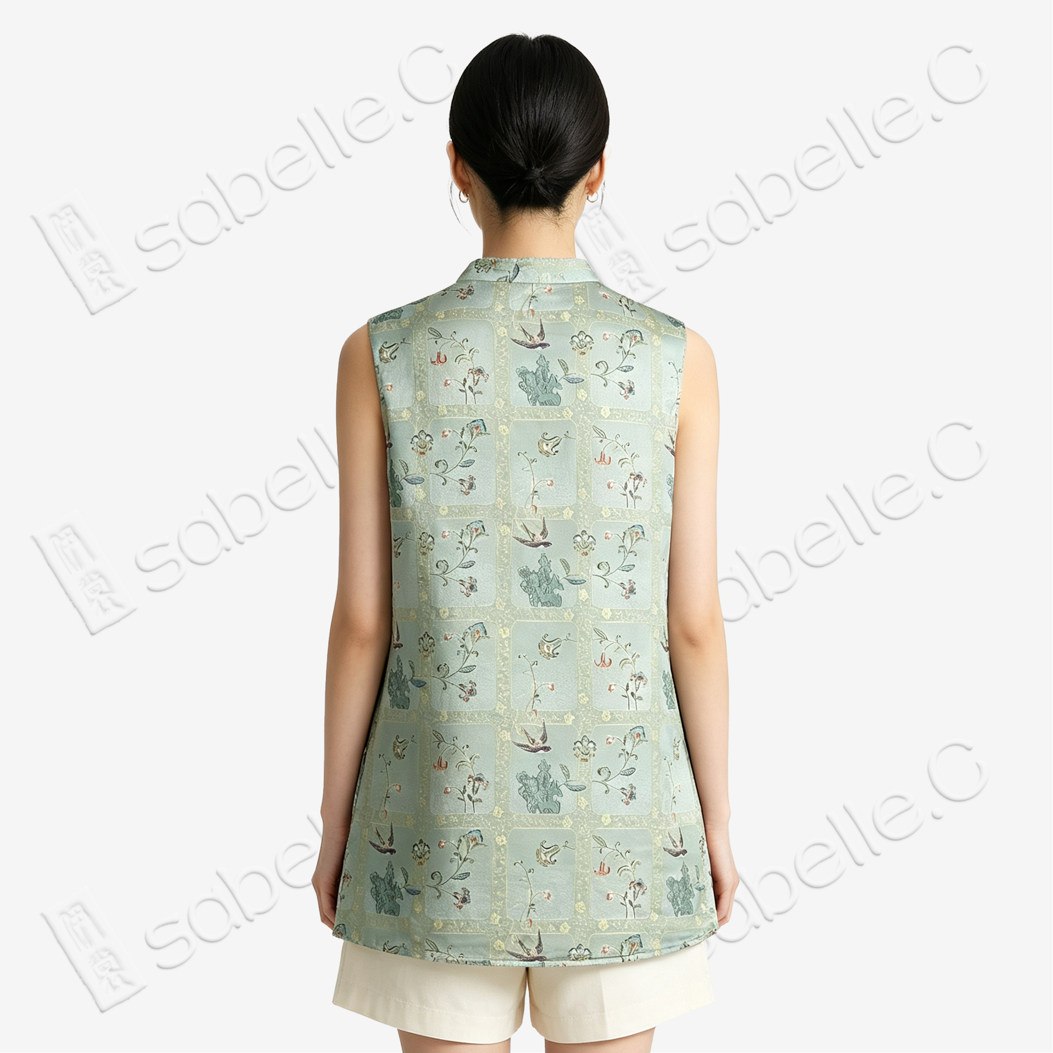 Misty Moss Spring Swallow Song Brocade Waistcoat - 「苔嵐春燕」宋錦馬甲