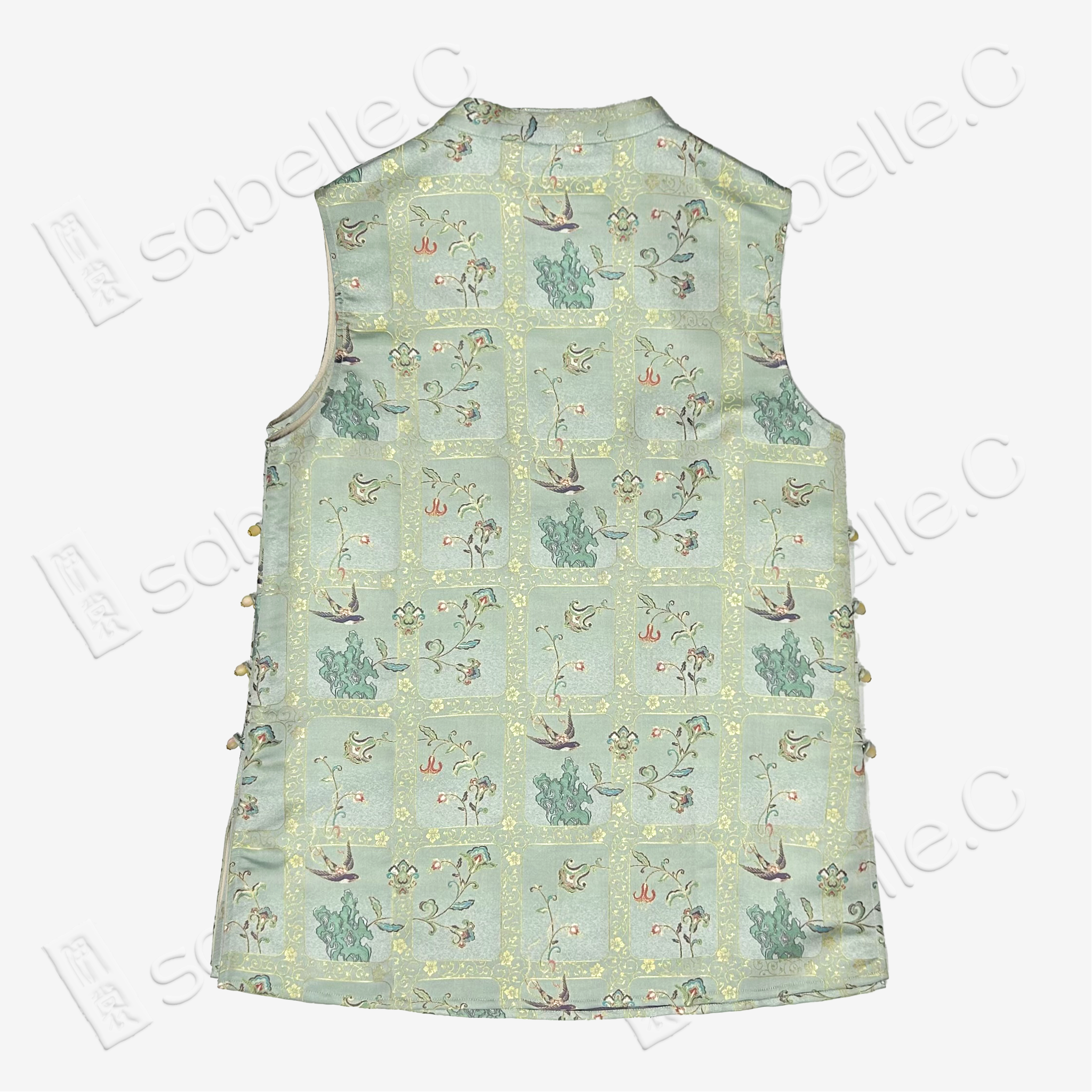 Misty Moss Spring Swallow Song Brocade Waistcoat - 「苔嵐春燕」宋錦馬甲