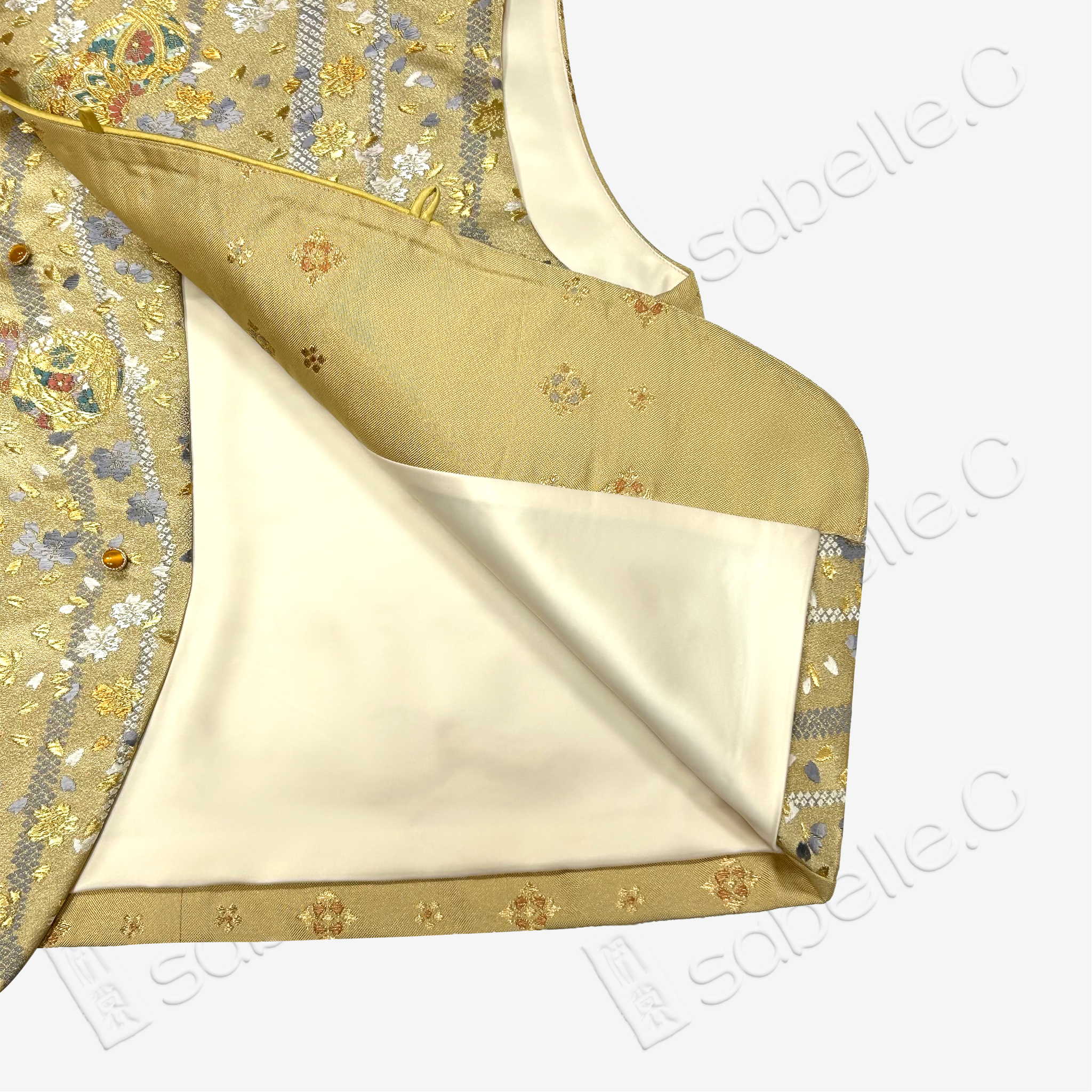Gilded Striped Floral Tang Brocade Waistcoat - 鎏金條綺唐錦馬甲