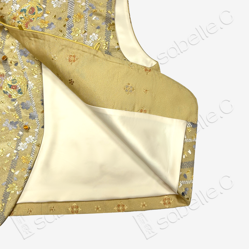 Gilded Striped Floral Tang Brocade Waistcoat - 鎏金條綺唐錦馬甲