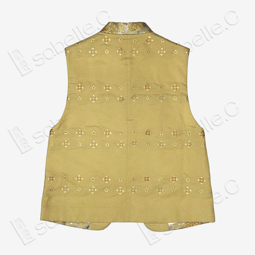 Gilded Striped Floral Tang Brocade Waistcoat - 鎏金條綺唐錦馬甲